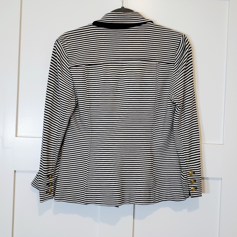 Cabi Womens Life Jacket Blazer Black & White Striped Size Small Stretch - Picture 12 of 16